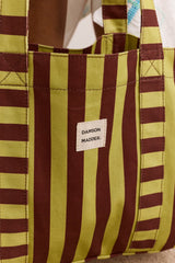 large canvas tote bag - green stripe