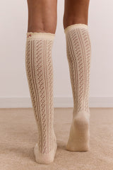 knee high pointelle socks - butter yellow