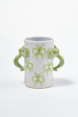 hand painted bow handle vase - bow design
