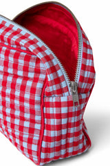 wash bag - blue and red gingham