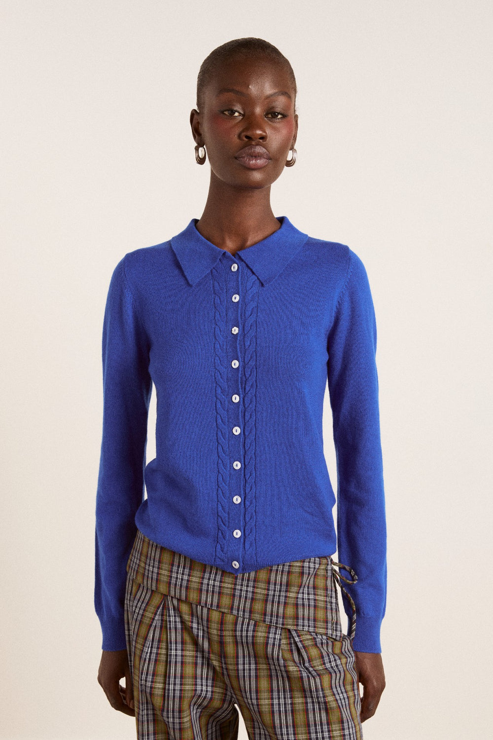 voula fine gauge cardigan blue