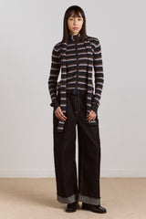 anelis cotton merino blend cardigan- multi stripe