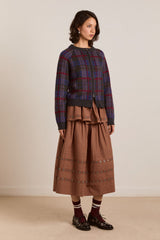 minah merino wool cardigan - brushed check