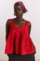 stella ruffle cami - red