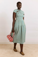 ebba midi dress - picnic blue check