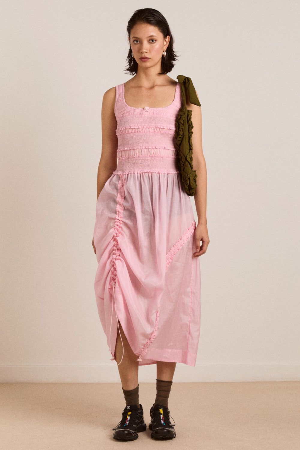cynthia sheer midi dress - pale pink