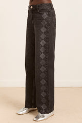 sylvie jeans - grey argyle