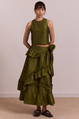 constance midi skirt - olive