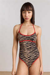 della halterneck swimsuit - tiger print
