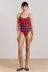 alora frill swimsuit - harlequin print