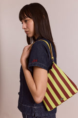 lorelai bag - avocado & chocolate stripe