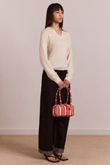 renne bowler bag - cherry deck chair stripe