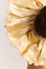 button detail scrunchie - yellow satin