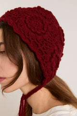 crochet bonnet - burgundy