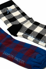 gingham calf length 2 pack socks - multi
