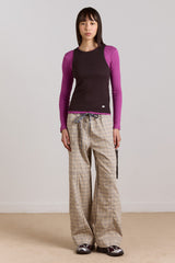 manon layered 2 in 1 top - choc/magenta