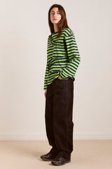 prudie ruffle tee - navy/lime