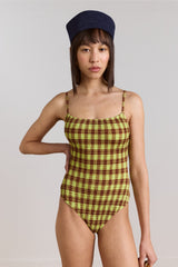 lilibet swimsuit - green & choc gingham print