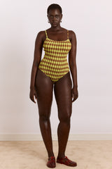 lilibet swimsuit - green & choc gingham print