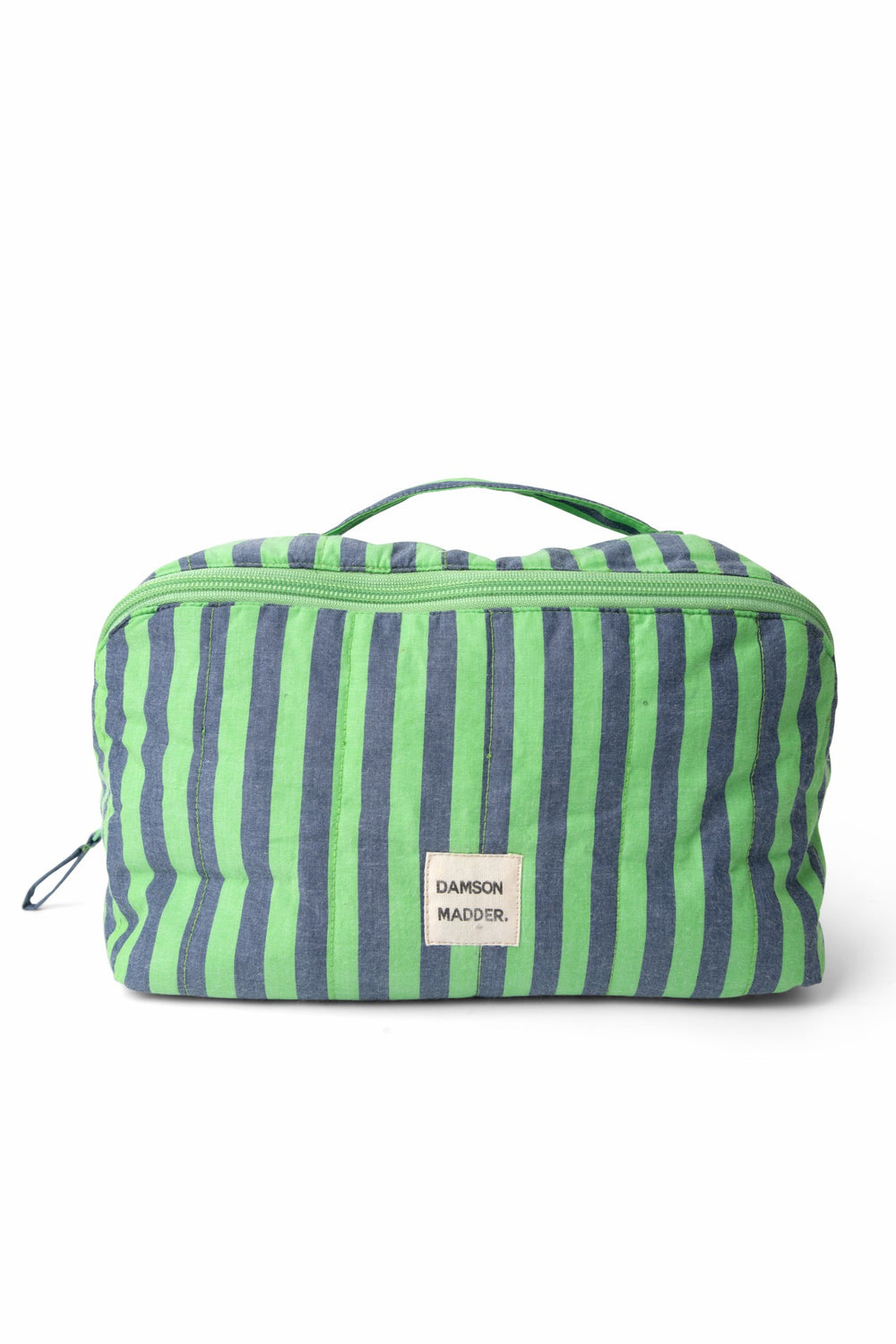 large wash bag - navy pop green stripe