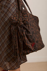 dark leopard quilted tote bag
