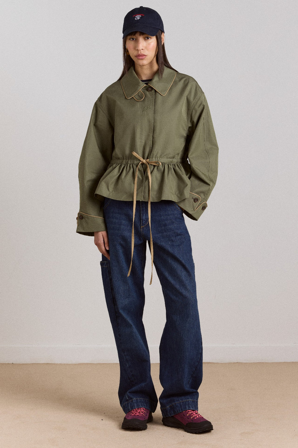 multi-wear myrtle trench in khaki