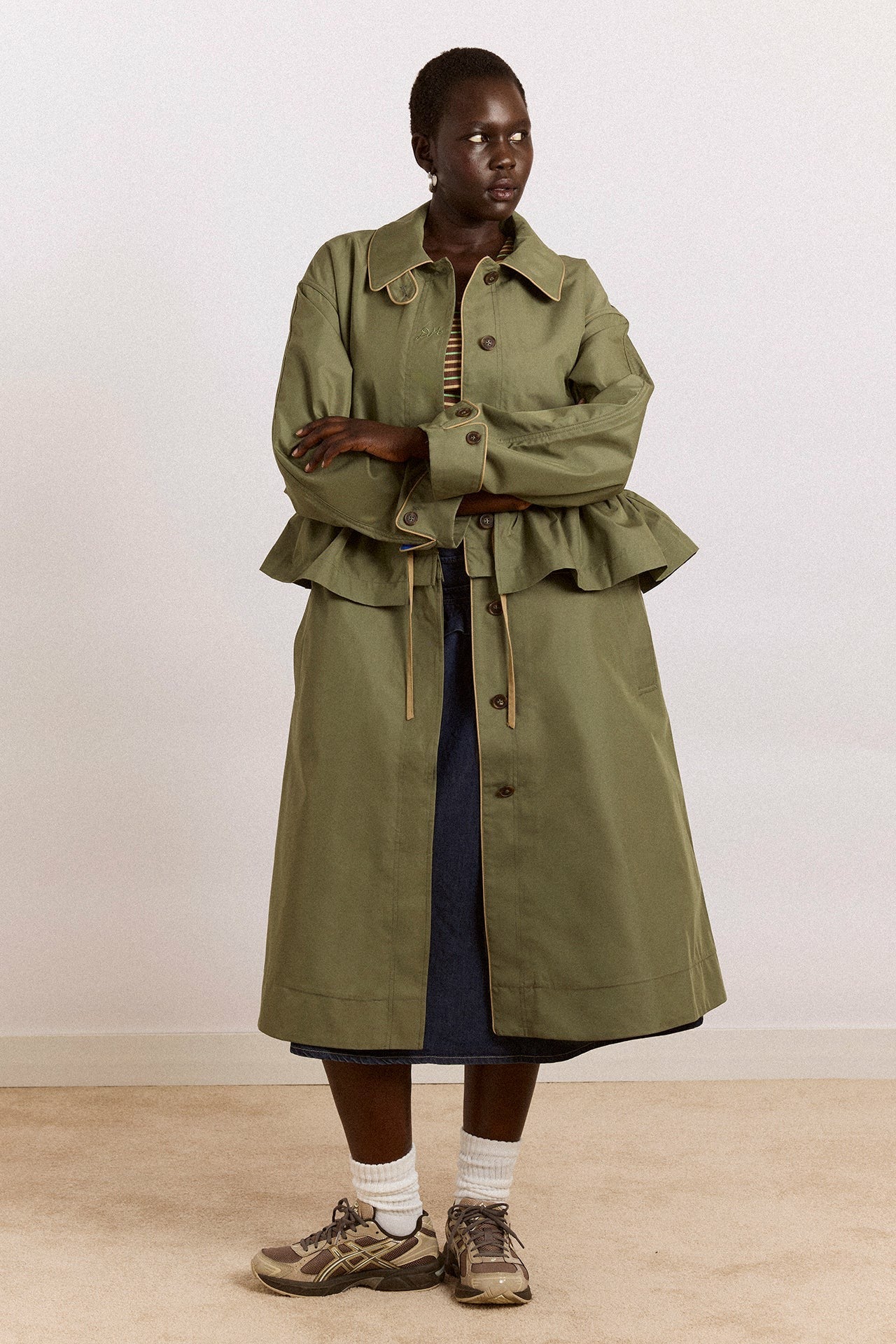 multi-wear myrtle trench in khaki