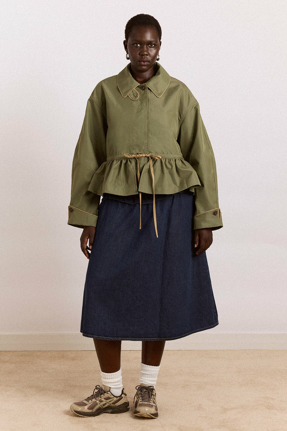 multi-wear myrtle trench in khaki