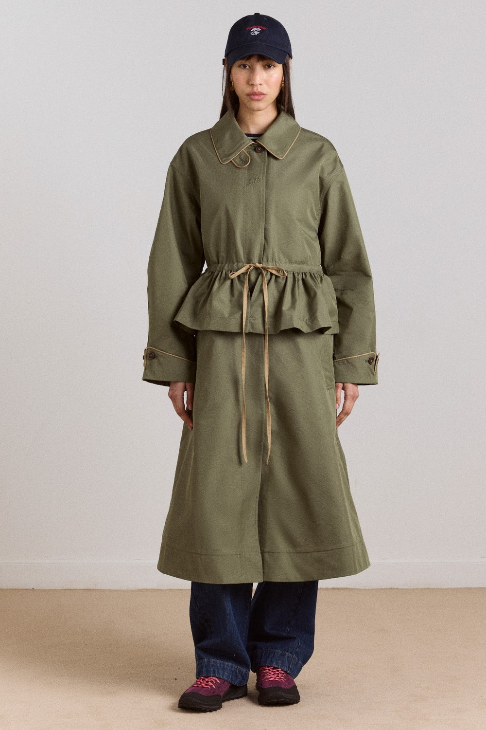 multi-wear myrtle trench in khaki
