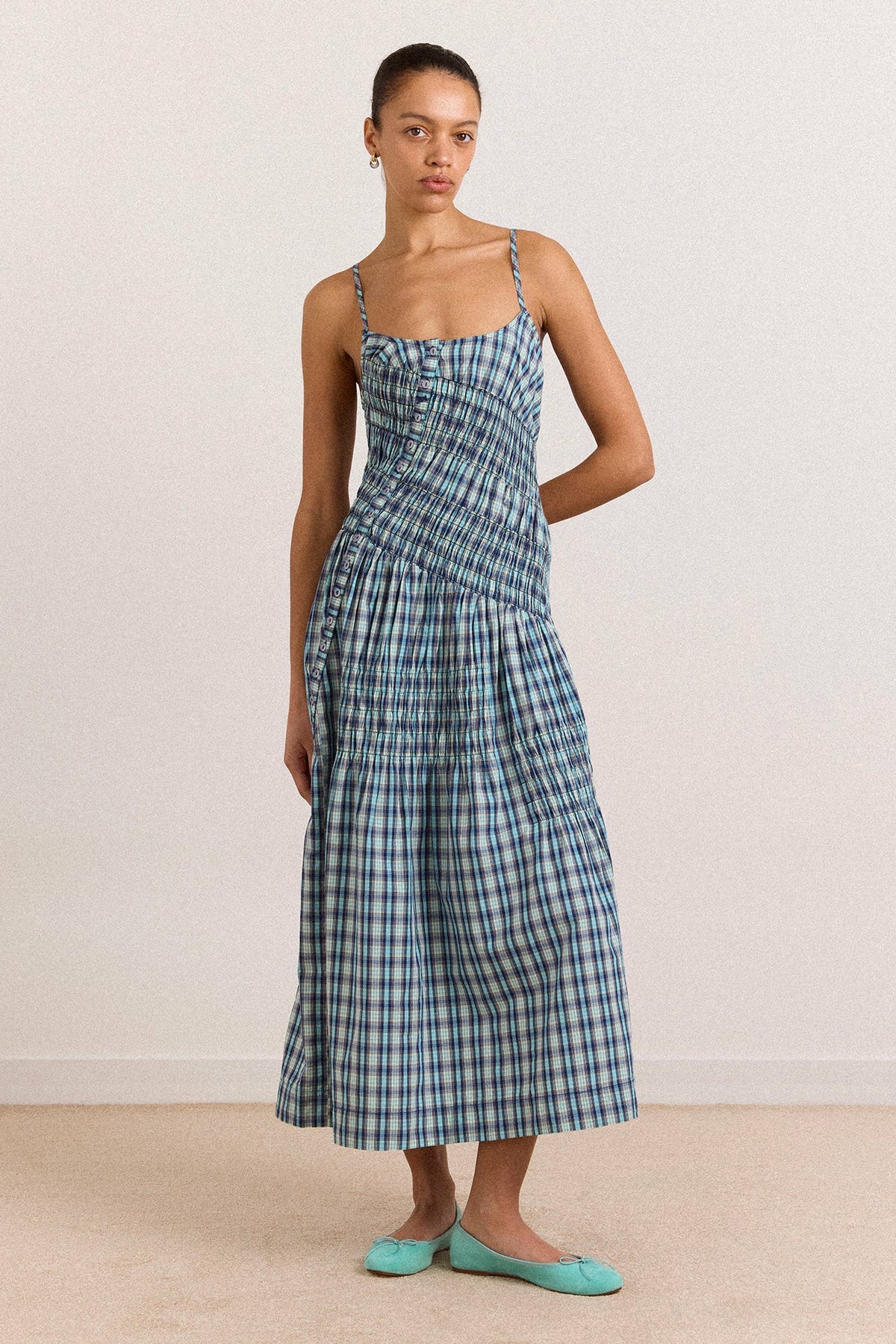 lyra midi dress - tomboy check