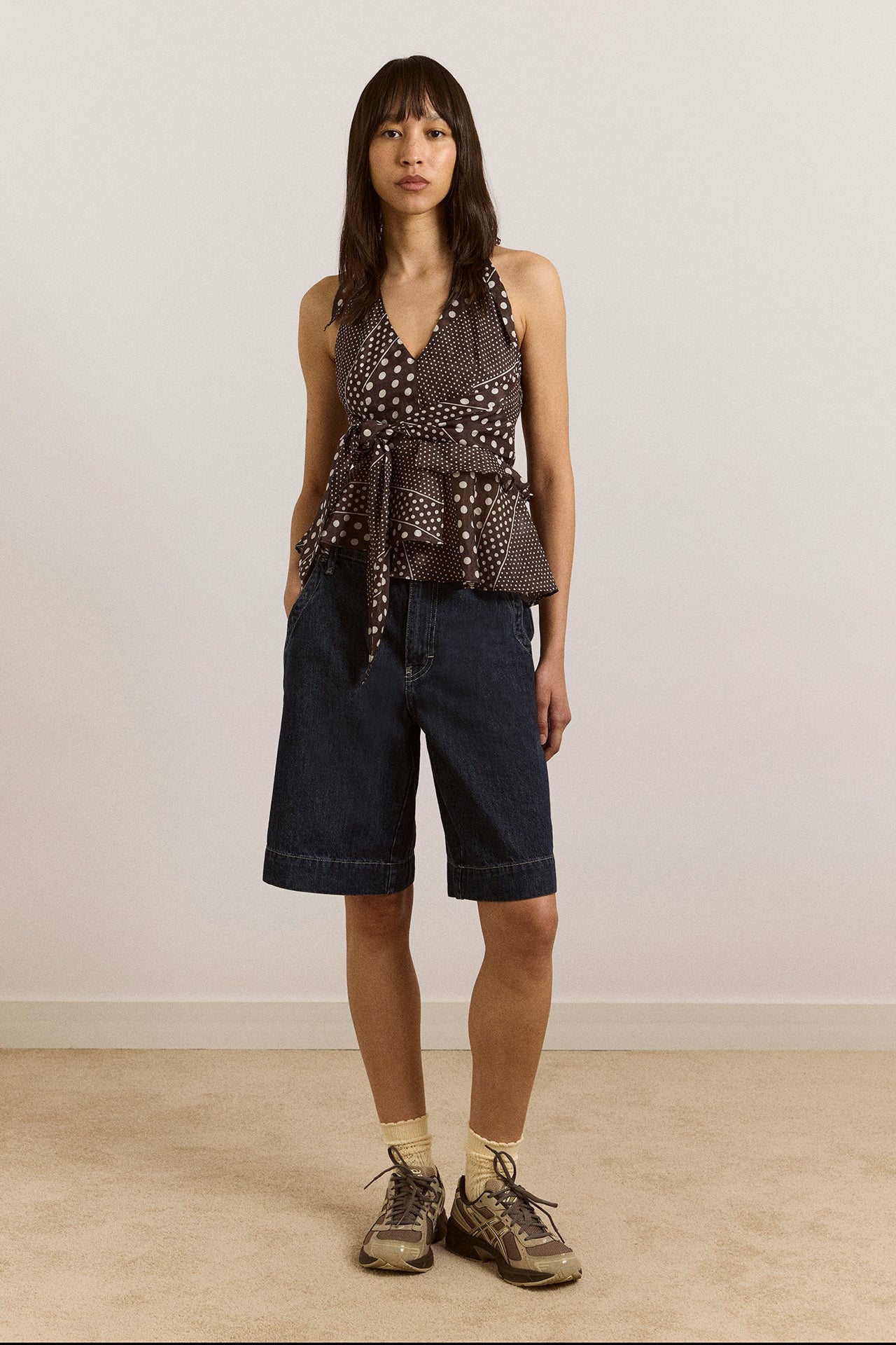 leandra halter cami - washed black spot
