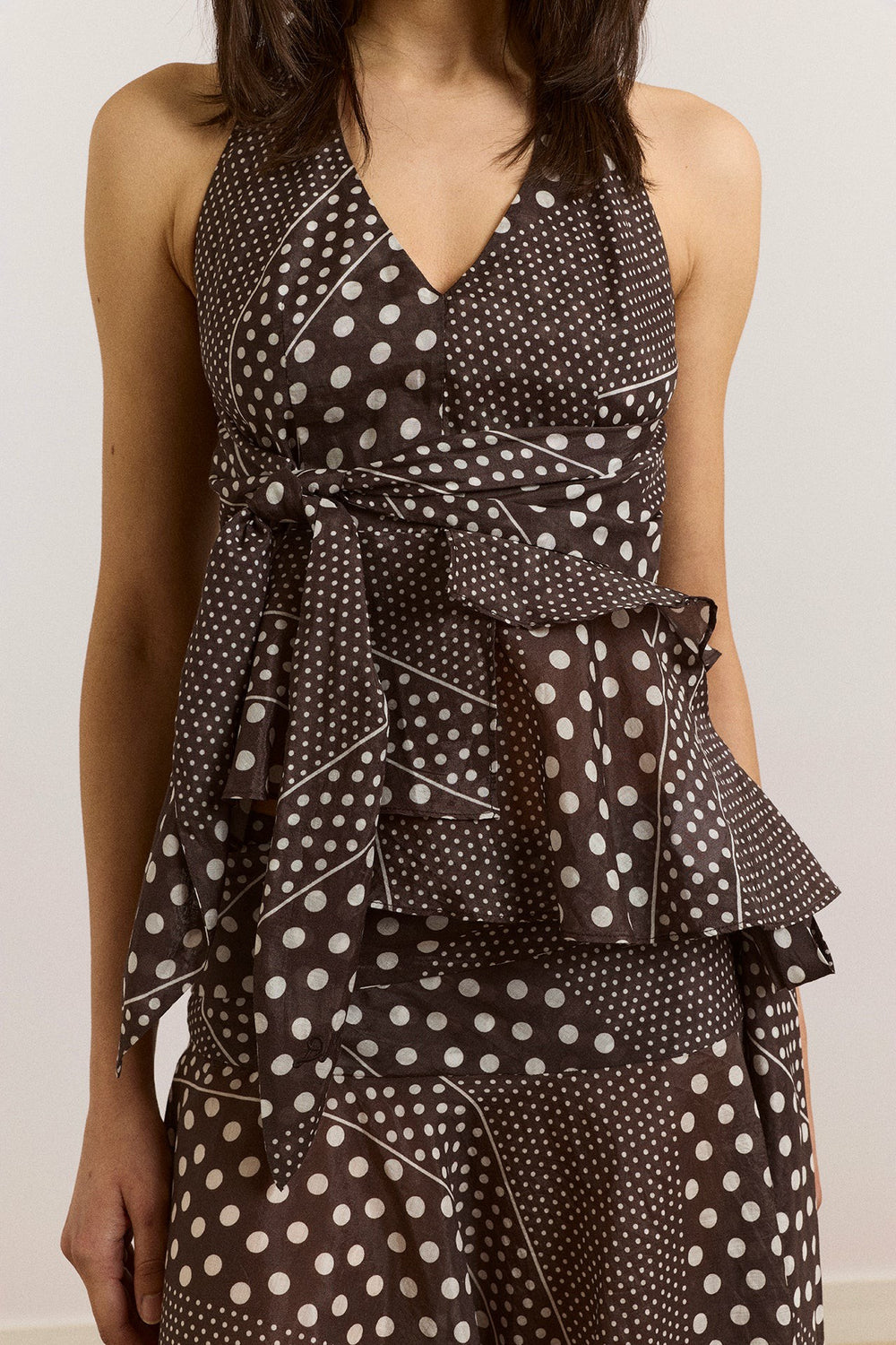 leandra halter cami - washed black spot