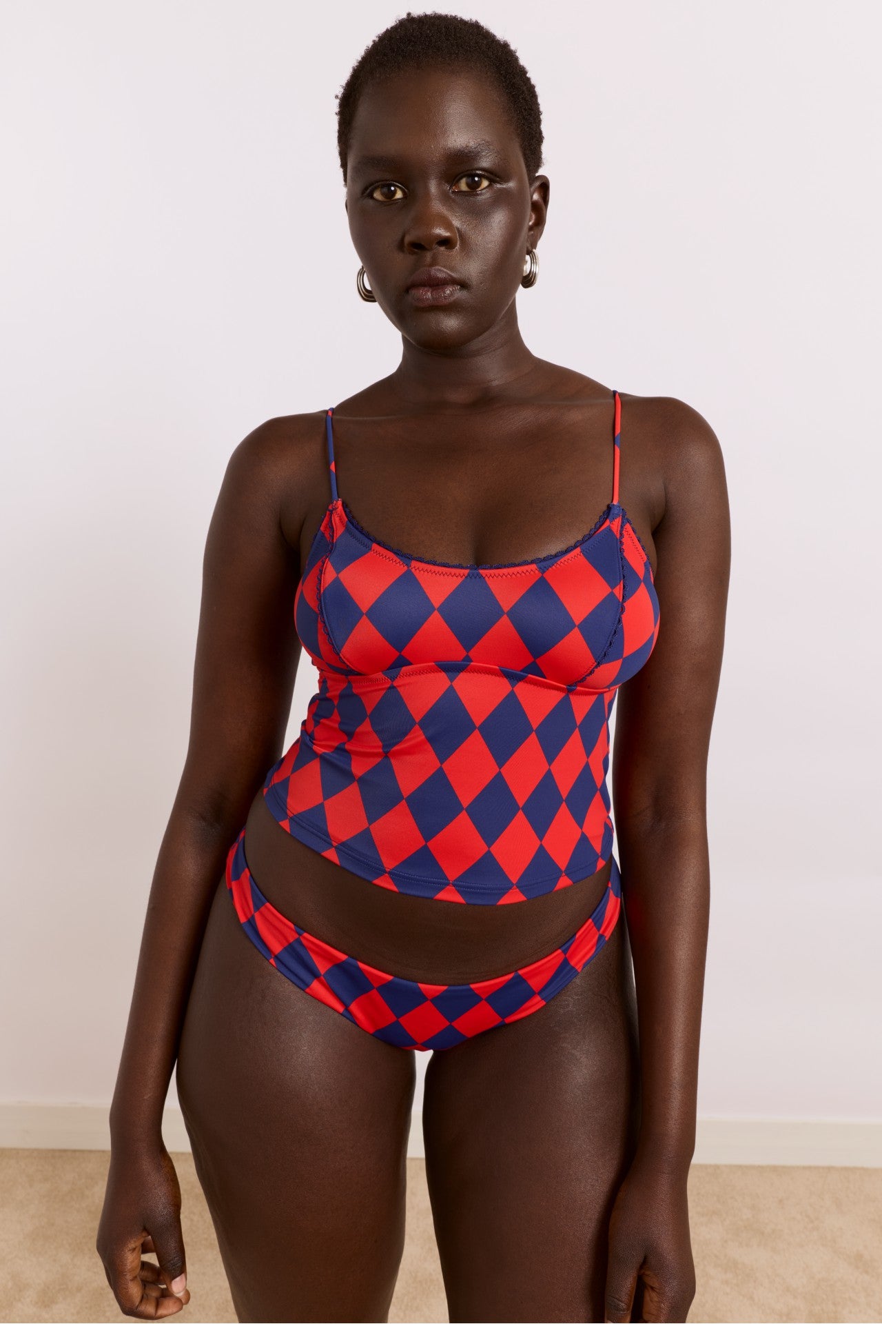 wren tankini top - harlequin print