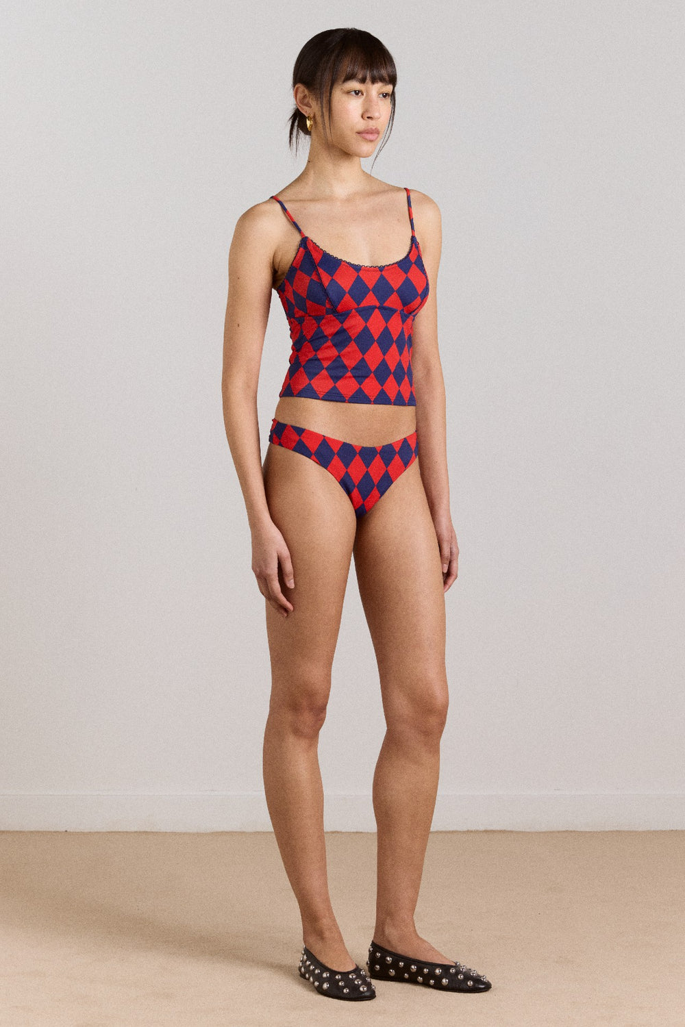 wren tankini top - harlequin print