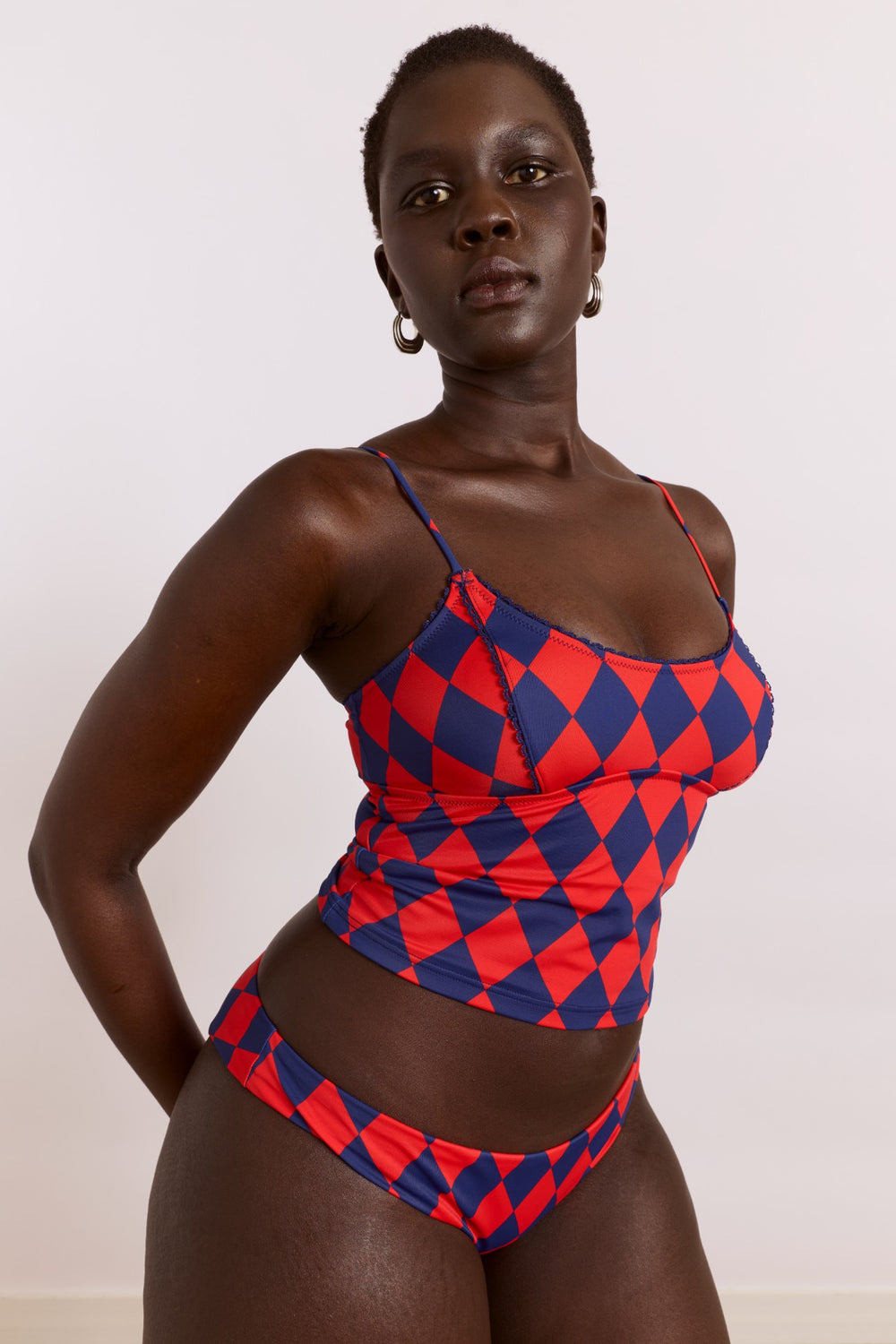 wren tankini top - harlequin print