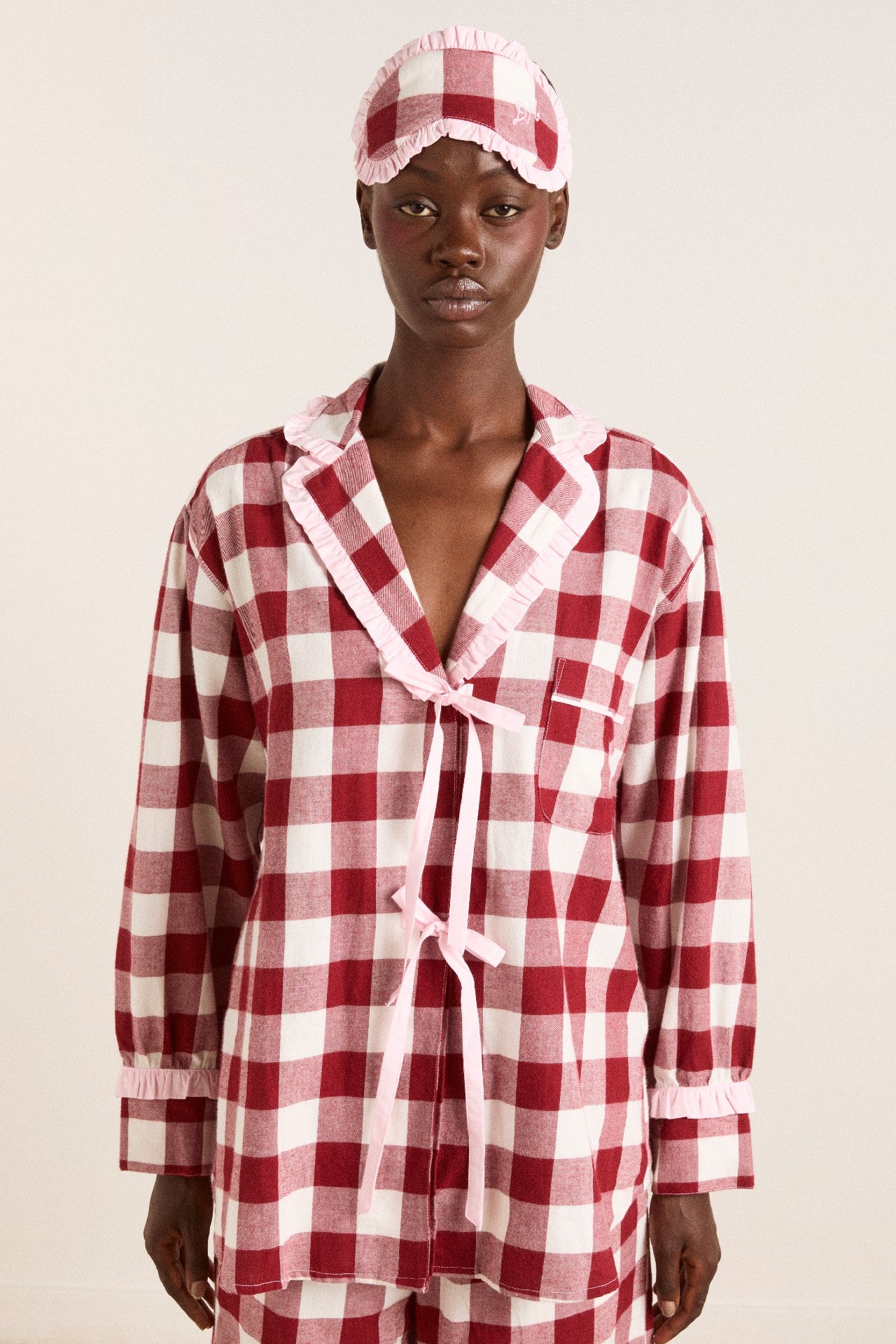 antonella pj set - burg gingham