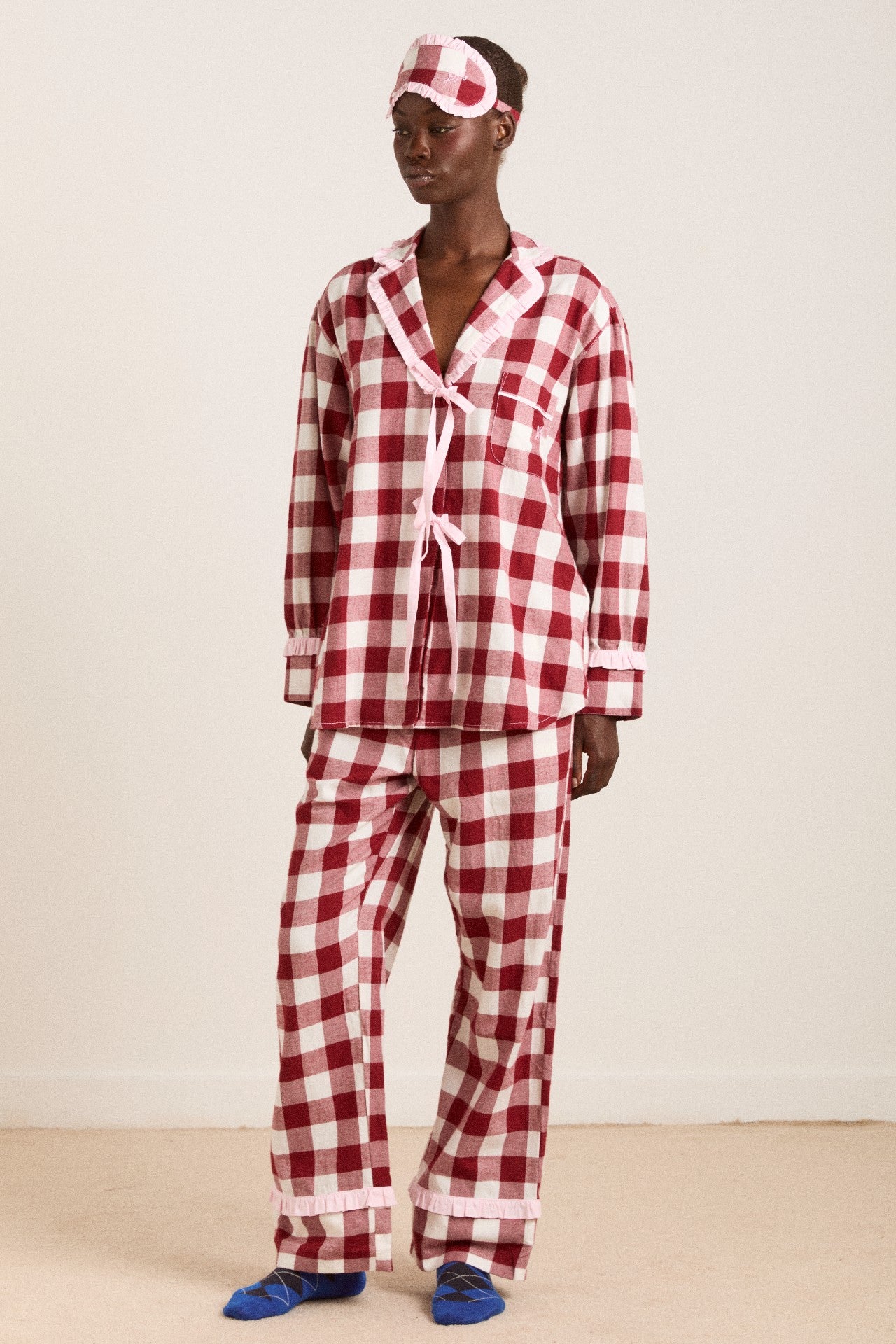 antonella pj set - burg gingham