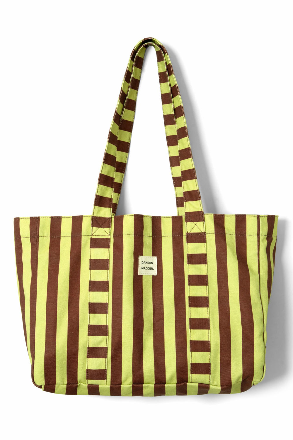 large canvas tote bag - green stripe