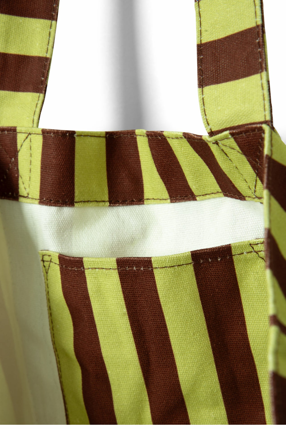 large canvas tote bag - green stripe