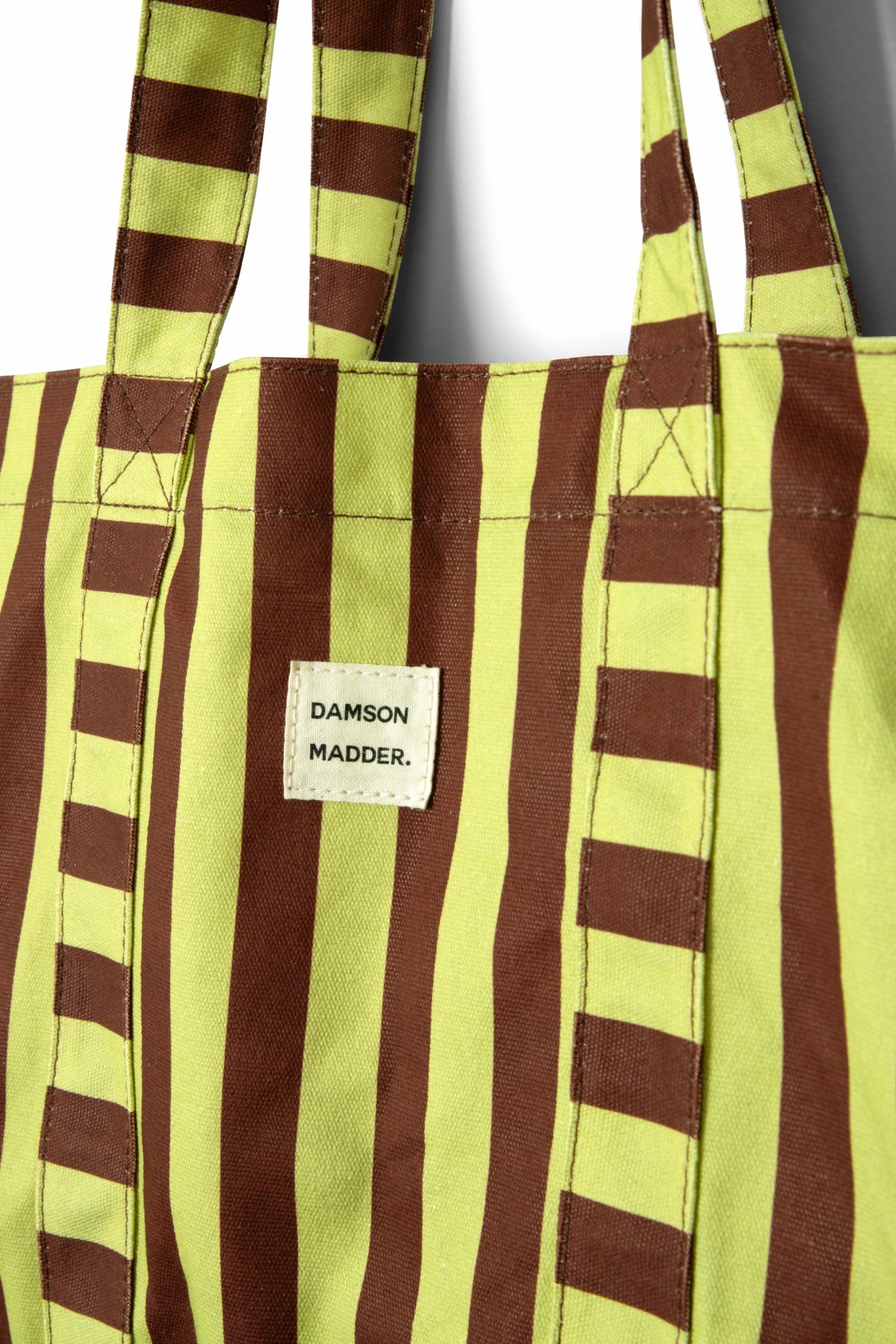 large canvas tote bag - green stripe