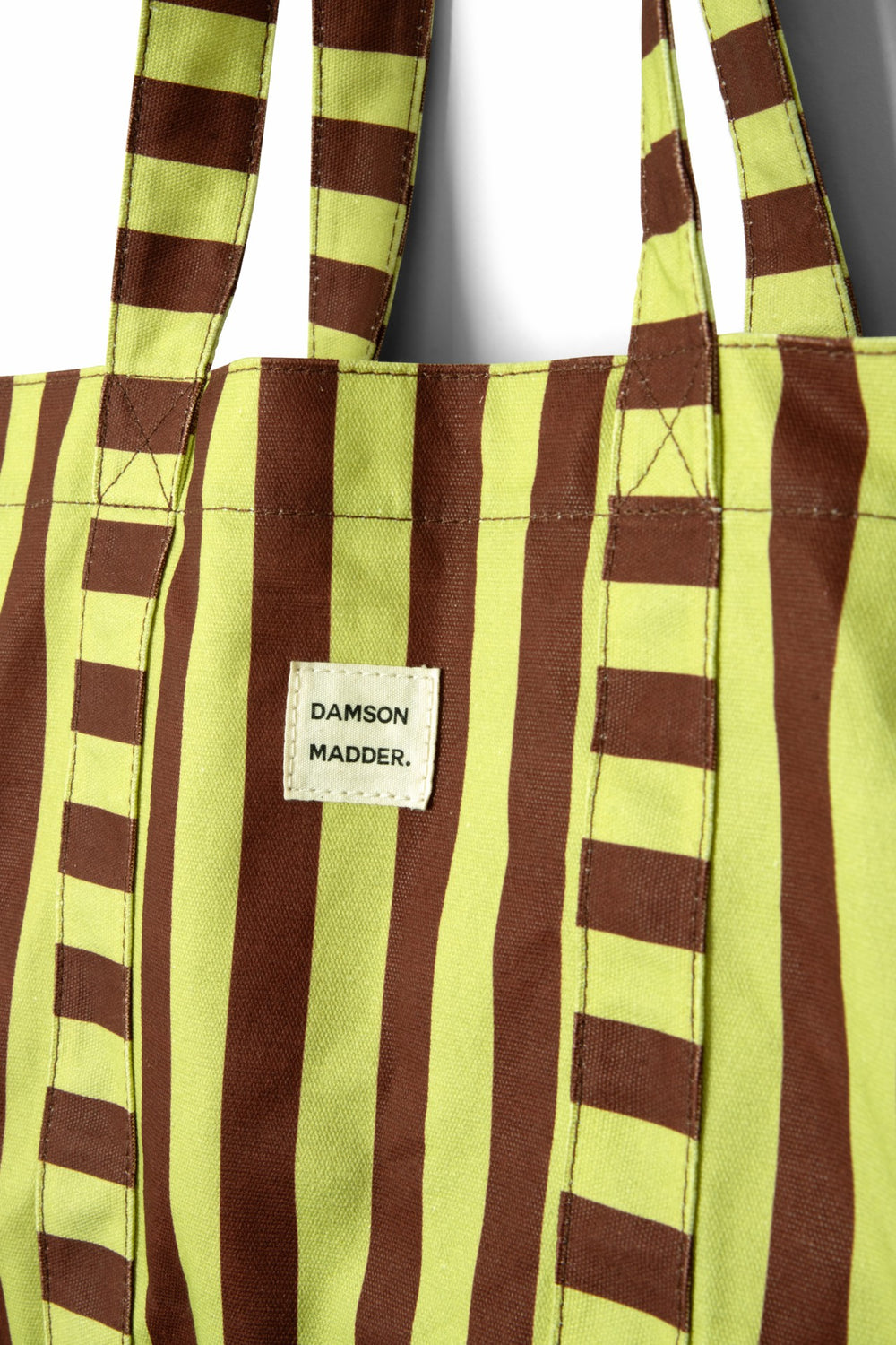 large canvas tote bag - green stripe