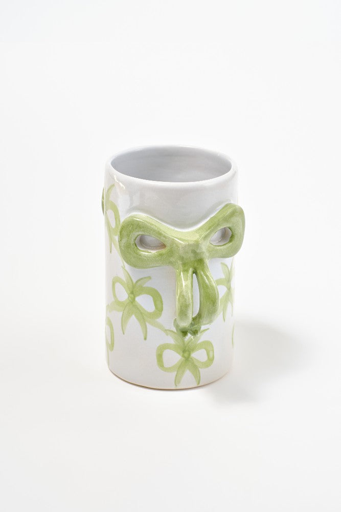 hand painted bow handle vase - bow design