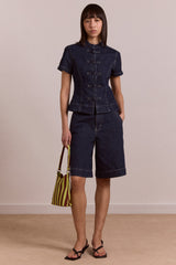 nelly button trim top - indigo