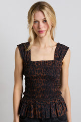 tish shirred cami - dark leopard