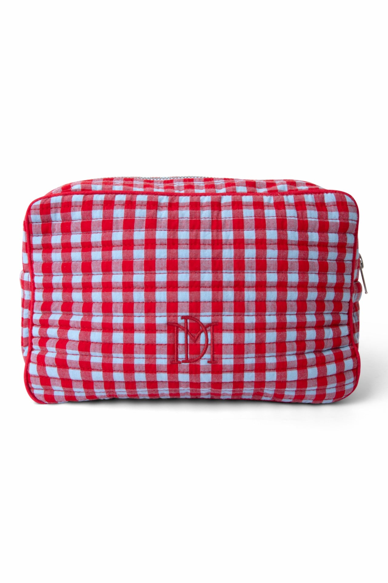 wash bag - blue and red gingham