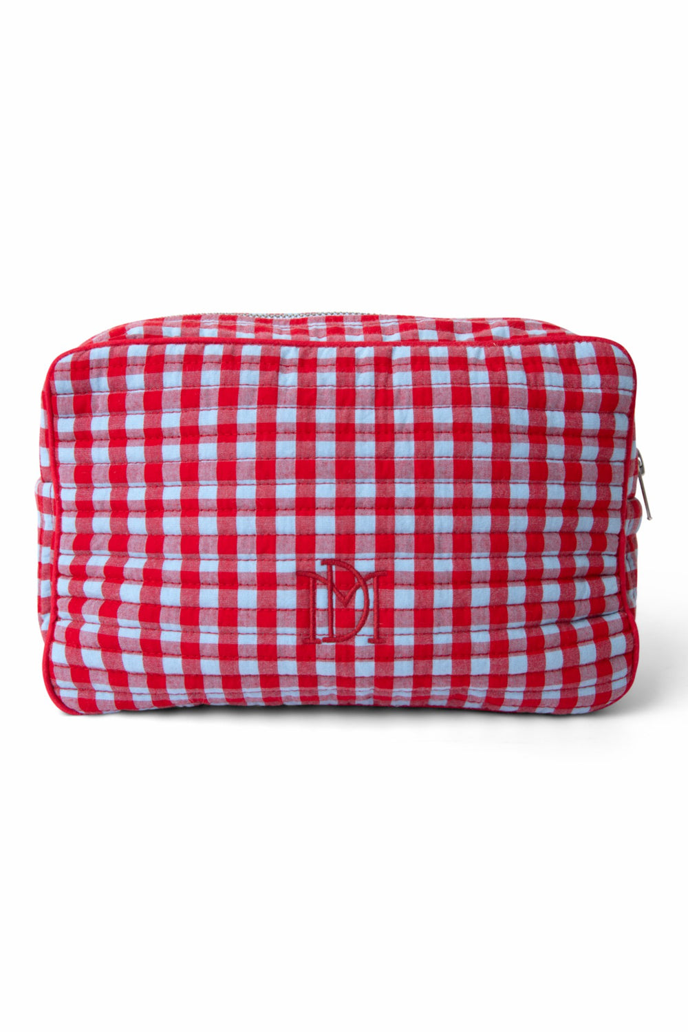 wash bag - blue and red gingham