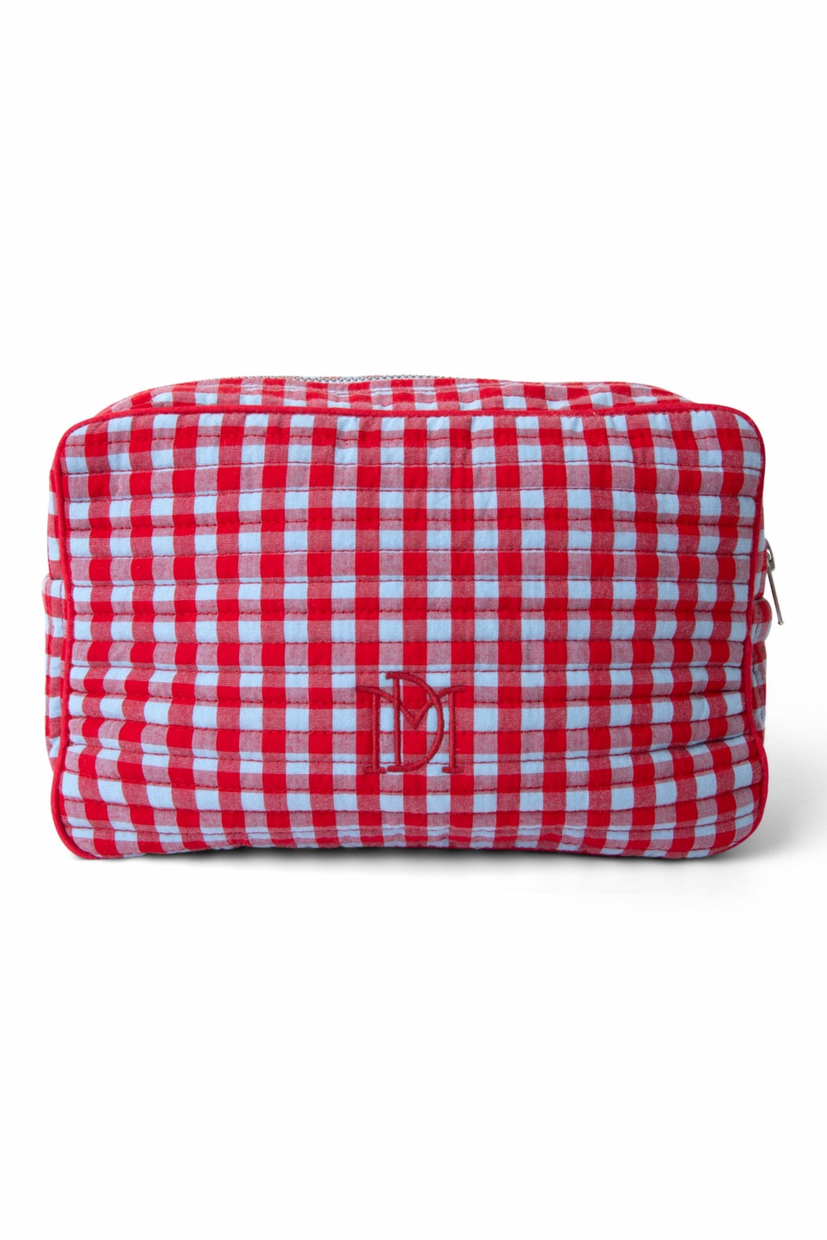 wash bag - blue and red gingham
