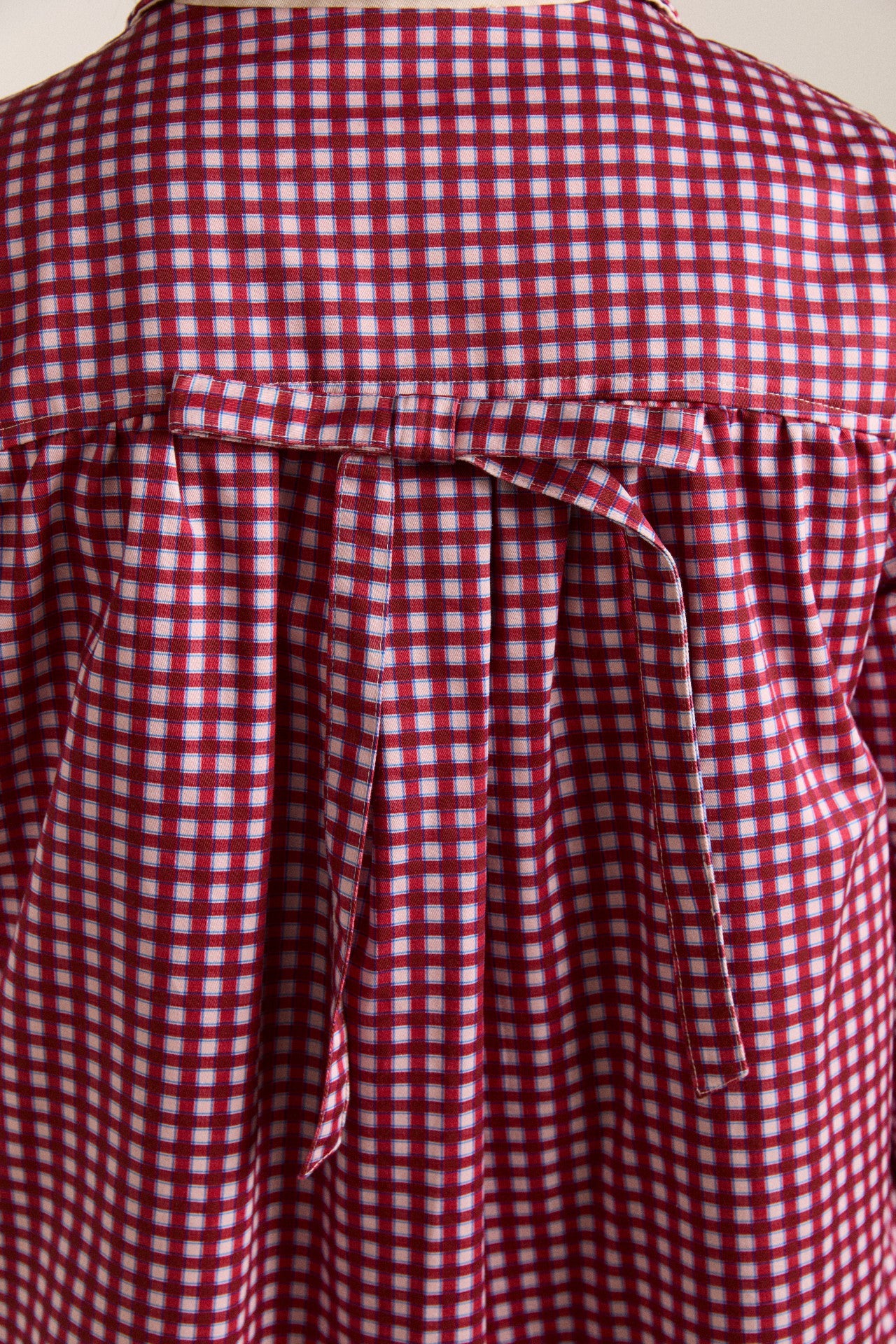 mercedes bow reversible trench - ecru & gingham coat