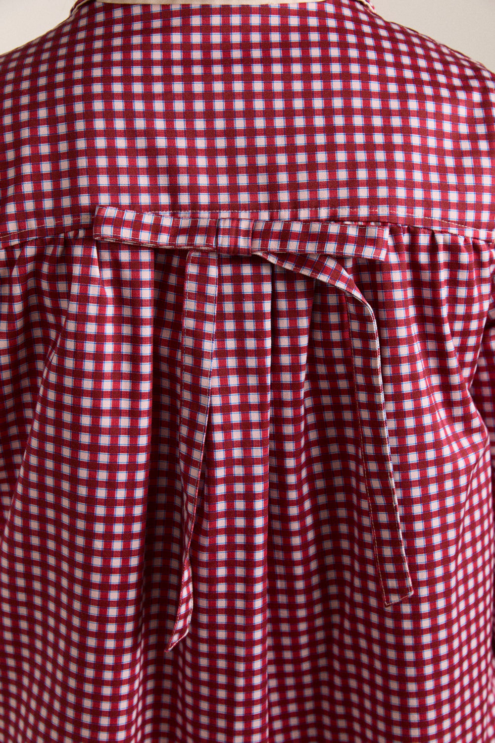 mercedes bow reversible trench - ecru & gingham coat