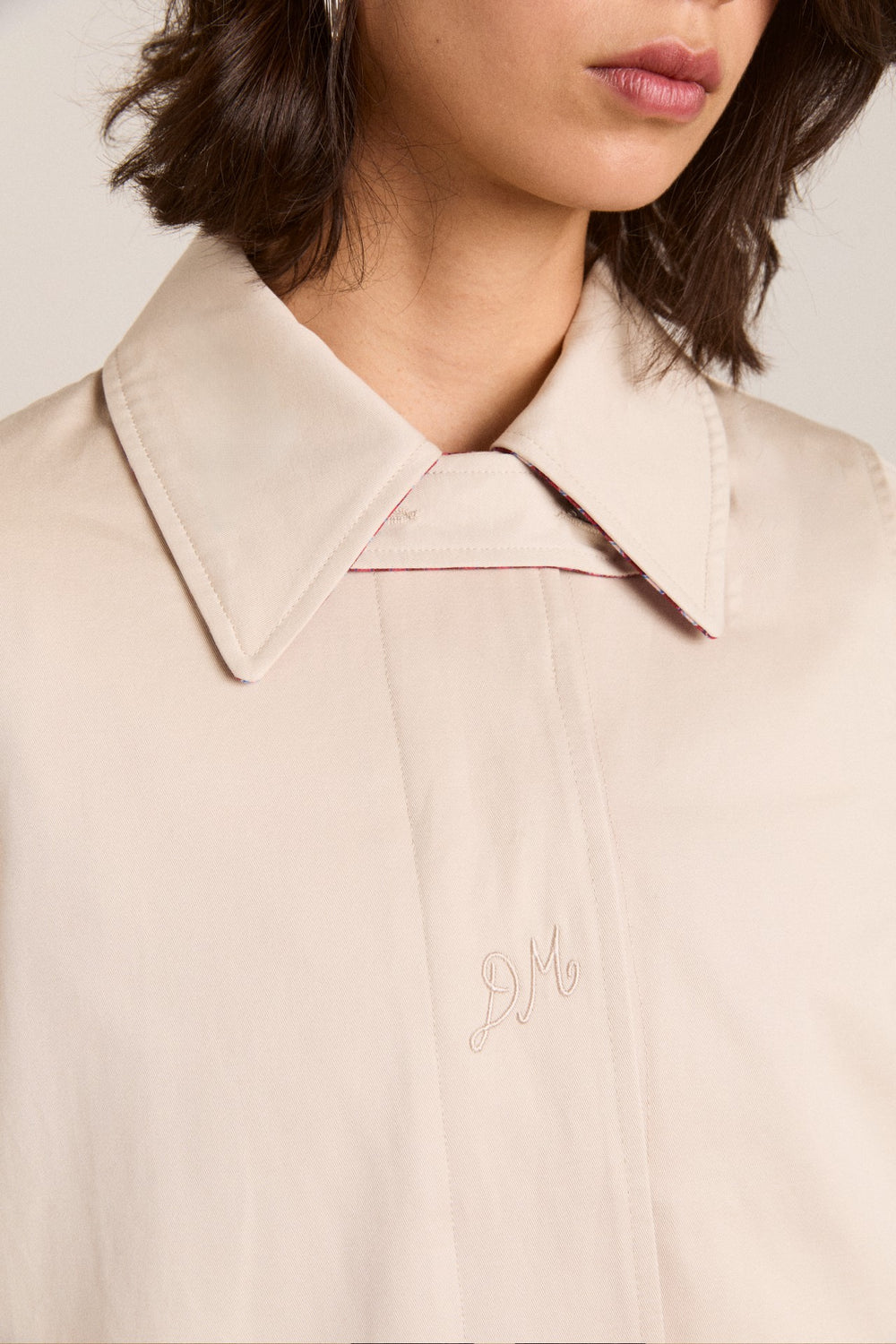 mercedes bow reversible trench - ecru & gingham coat
